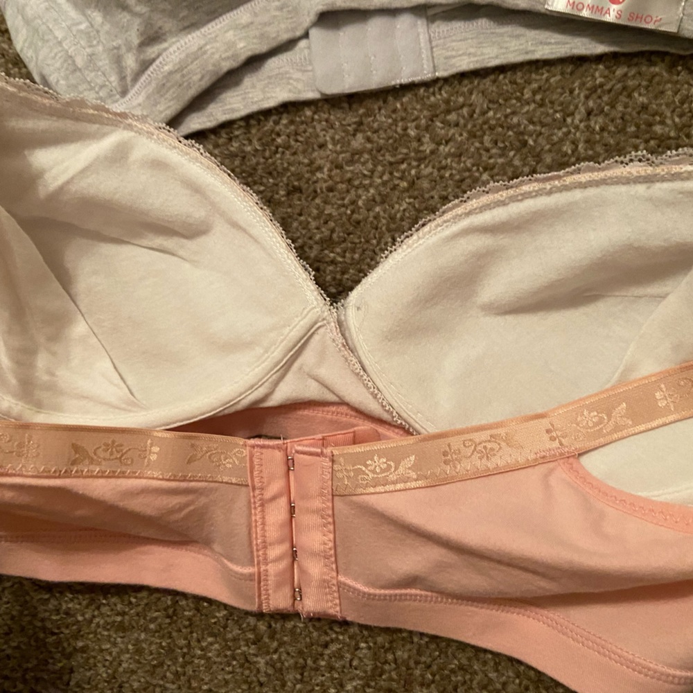 Women's Lace Trim Bras - Pink and Gray - Picture 4 of 13